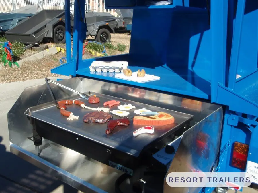 Hotplate loaded and ready to serve — built by Resort Trailers