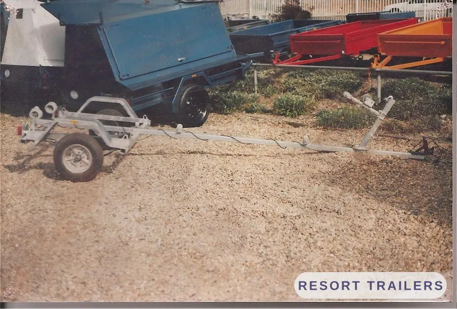 Galvanised boat trailer on 10-inch alloy wheels — built by Resort Trailers