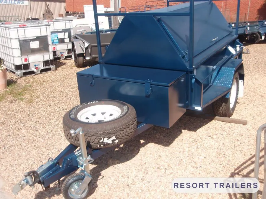 Box trailer with a full steel canopy top — built by Resort Trailers