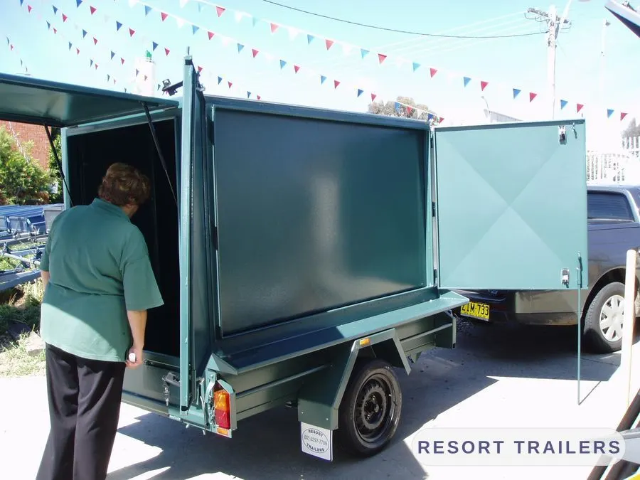 Enclosed trailer with side access door — built by Resort Trailers