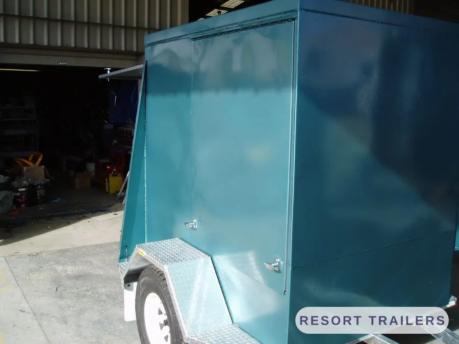 Enclosed trailer with twin lockable doors — built by Resort Trailers