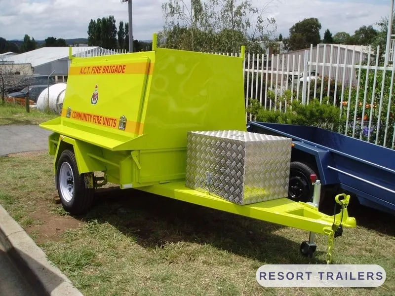 Alloy site box fitted to a hi-vis emergency services trailer — built by Resort Trailers
