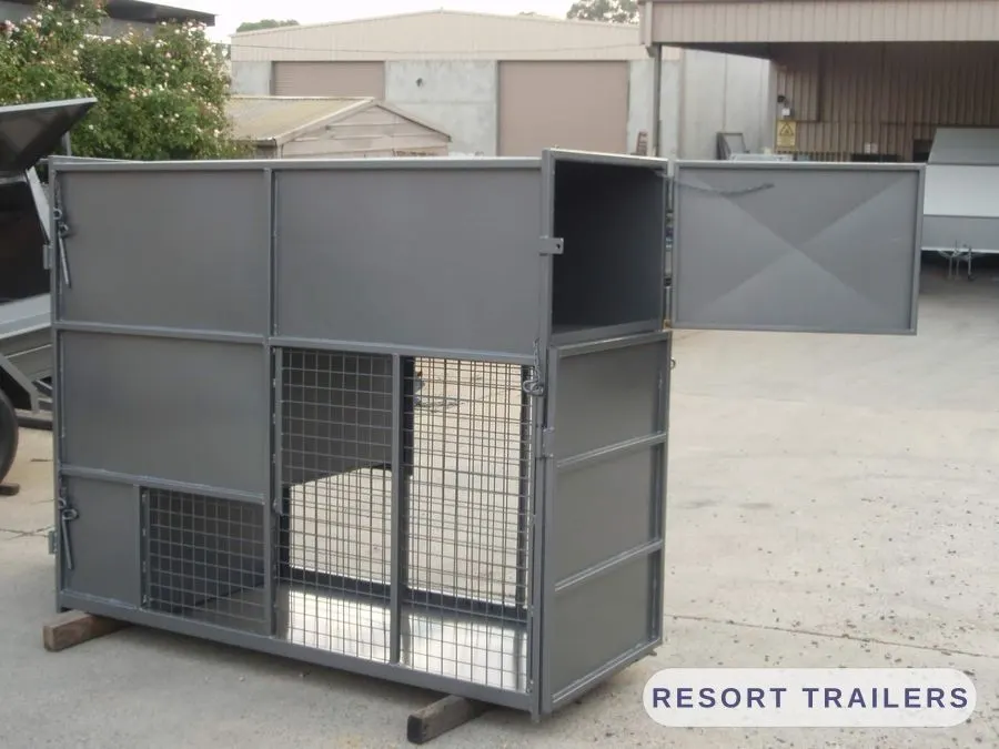 Heavy-duty caged site box for mowers and equipment — built by Resort Trailers
