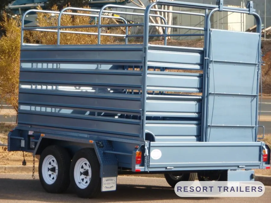 Stock crate rear three-quarter — built by Resort Trailers