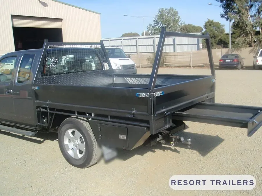 Ute tray finished in antique silver — built by Resort Trailers